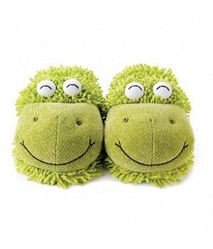 Fuzzy Friend Slippers-Frog
